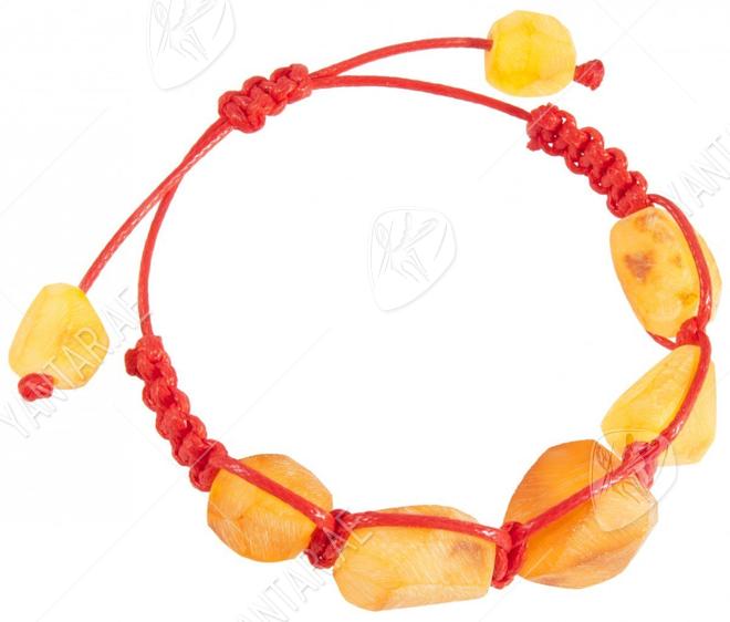 Amber amulet bracelet with red thread