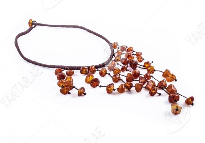 Bead necklace made of dark amber