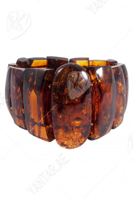 Bracelet made of figured cognac-colored amber stones