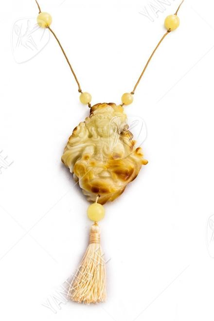 Buddha pendant on a wax rope with a tassel