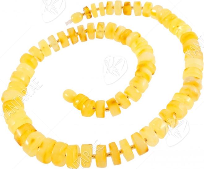 Beads made of light amber donut stones