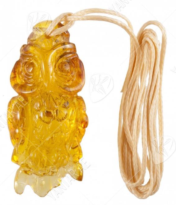 Pendant "Owl" on a wax rope