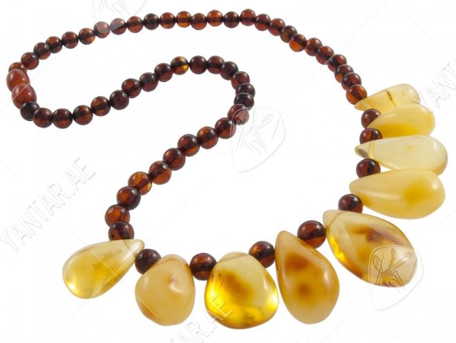 Beads necklace made of multi-colored stones