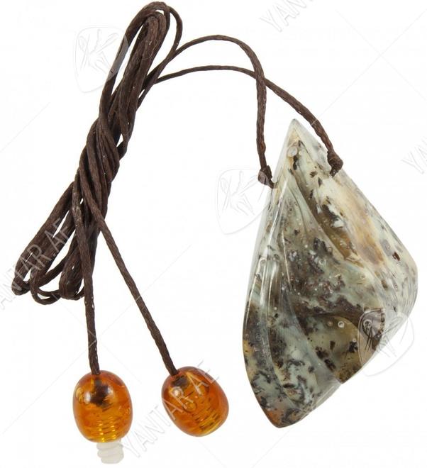 Pendant on a waxed cord “Marble Amber”