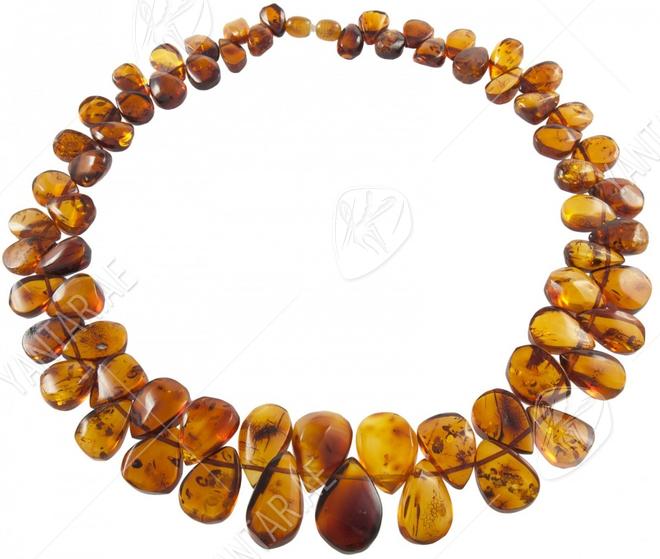 Bead necklace made of amber droplets