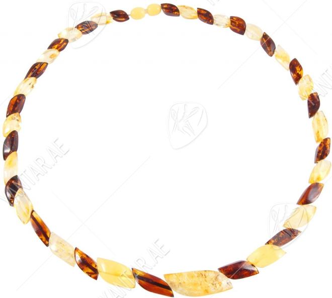 Beads with a combination of light and dark amber “Amber leaves”