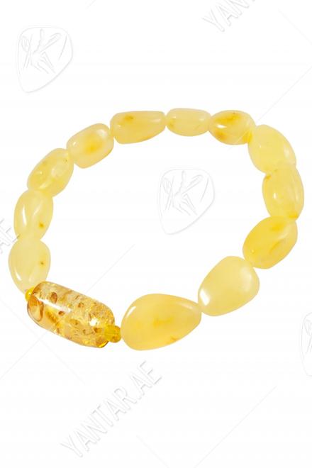 Amber bracelet with stone insert