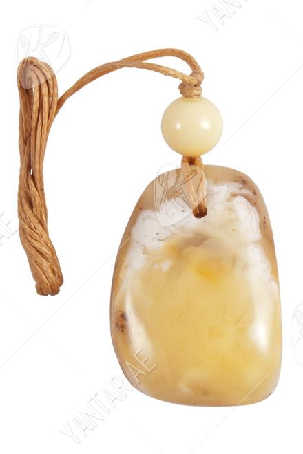 Pendant with stone and amber ball