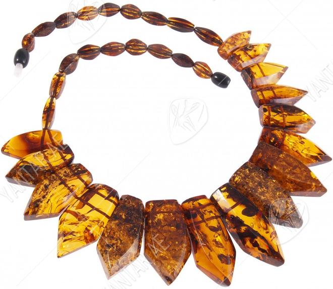 Amber beads in cognac shade “Helene”