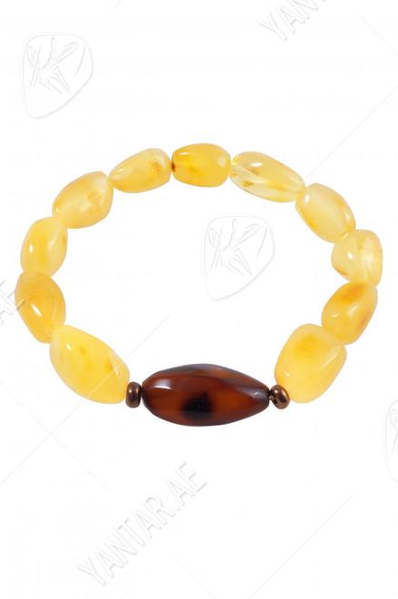 Amber bracelet "Grapes" with contrasting insert