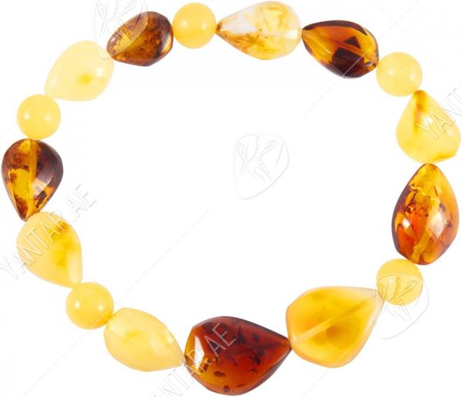 Amber bracelet with alternating round and teardrop-shaped stones