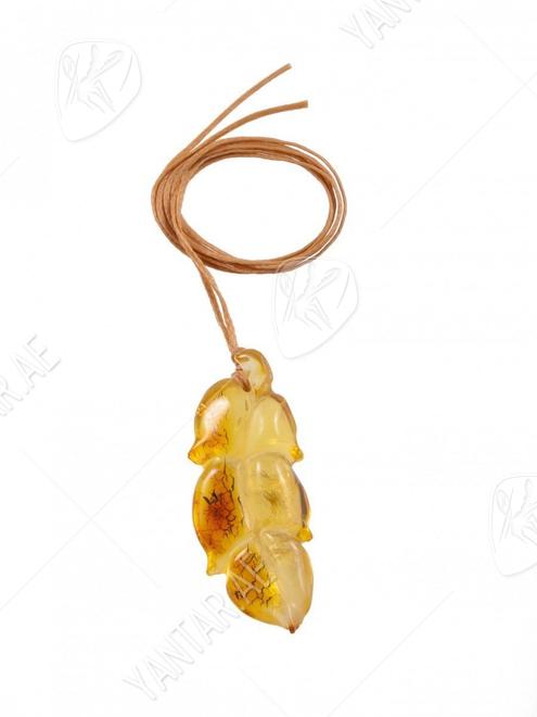 Pendant-figurine “Leaf” on a wax cord