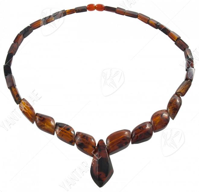 Bead necklace made of dark amber