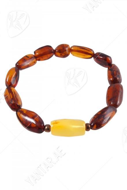 Bracelet made of amber stones “Grapes” with a contrasting insert