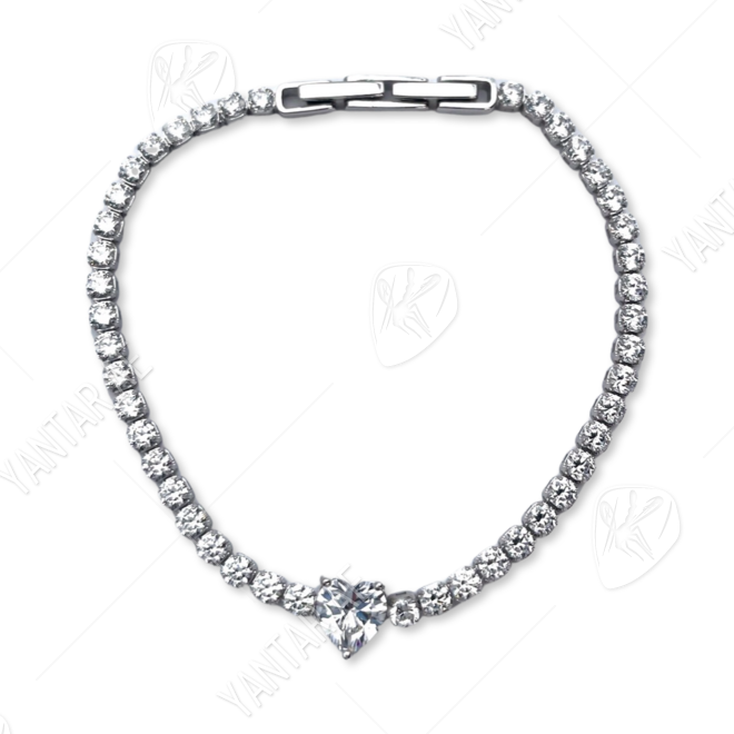 Silver Bracelet Heart with zircons