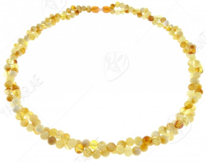 Double row beads made of amber balls