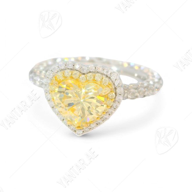 Heart-Shaped artificial Yellow Diamond Ring
