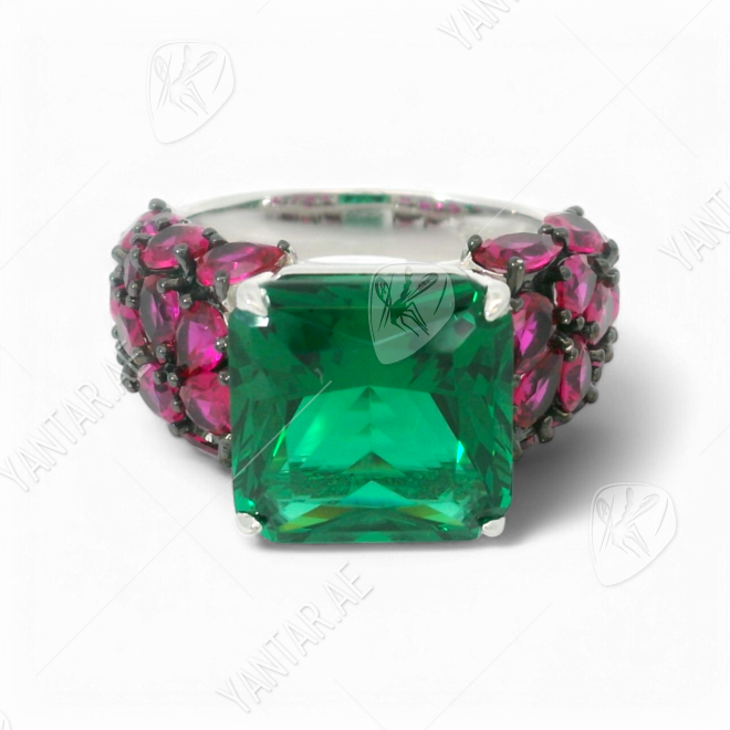 Green and Pink Gemstone Ring