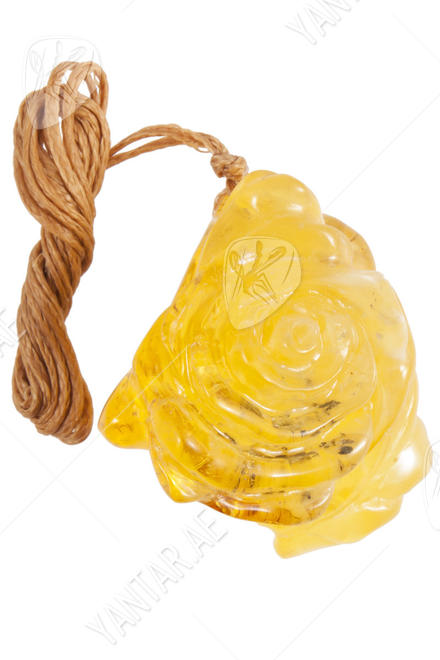 Amber carved pendant "Rose"