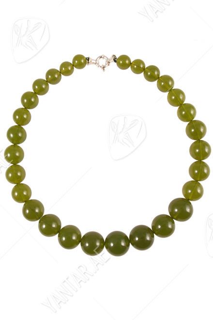 Beads made from green amber beads