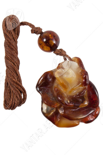 Pendant carved from amber “Rose”