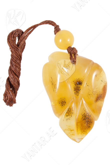 Carved amber pendant “Leaf”