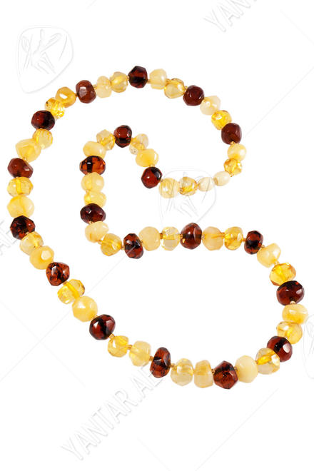 Beads with a combination of light and dark amber