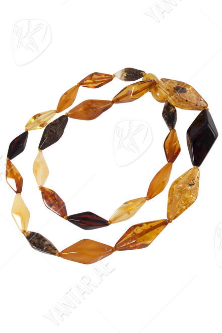 Beads made of multi-colored faceted amber stones