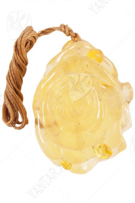 Amber pendant “Rose with dew”