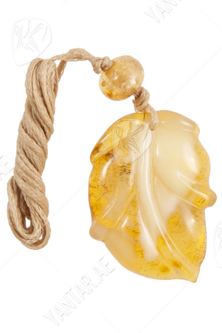 Carved amber pendant “Leaf”