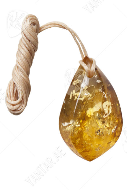 Polished amber stone pendant