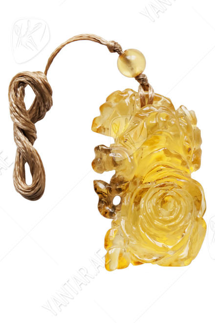 Pendant carved from amber “Rose”