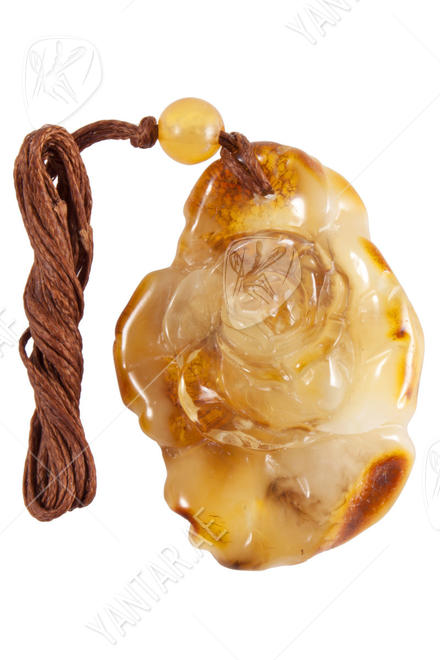 Pendant carved from amber “Rose”