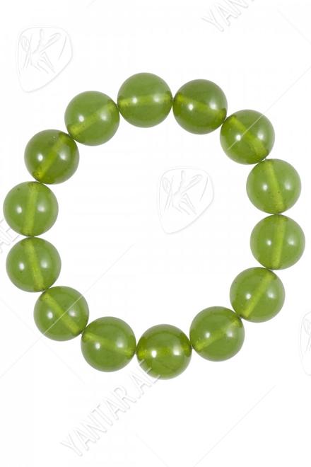 Bracelet made of green amber balls