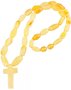 Beads made of light multifaceted amber stones with a cross