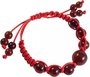 Amulet bracelet with red thread and dark amber balls