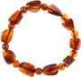 Amber bracelet with alternating figured stones and cognac-colored balls