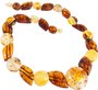 Bead necklace made of multi-colored amber