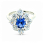 Artificial Sapphire and Diamond Ring