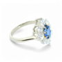 Artificial Sapphire and Diamond Ring