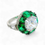 Artificial Emerald and Diamond Ring