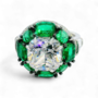 Artificial Emerald and Diamond Ring