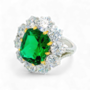 Artificial Emerald and Diamond Ring