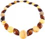 Bead necklace with a combination of light and dark amber