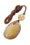 Polished amber stone pendant with a ball on a waxed thread