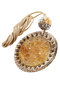 Amulet pendant made of deer antler and amber “Kolovrat” (Ladinets)