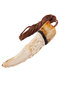 Amulet pendant made of deer horn and amber “Wolf Fang”