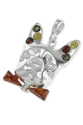 Silver pendant with amber “Dog”