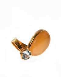 Silver ring with amber and topaz "Alma"