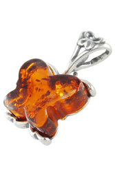 قلادة العنبر مع الفضة “الفراشة”